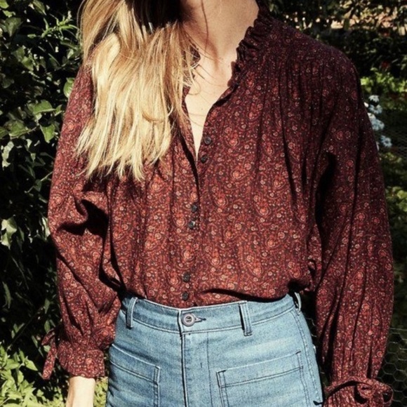 SOLD❗️Doen Rose Top in Aubergine Prairie Paisley - Picture 2 of 5